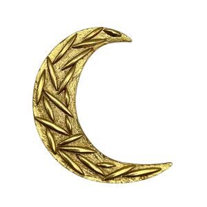 HANAE Mori Crescent Moon Brooch Pin Gold Tone Signed Costume Jewelry